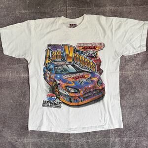 Men's Vintage Y2K Bay Side Las Vegas 400 NASCAR Race All Over Print Shirt Sz L